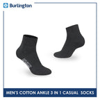 Burlington Men's Cotton Lite Thin Casual Ankle Socks 3 pairs in a pack 142