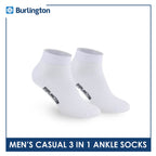 Burlington Men's Cotton Lite Thin Casual Ankle Socks 3 pairs in a pack 141