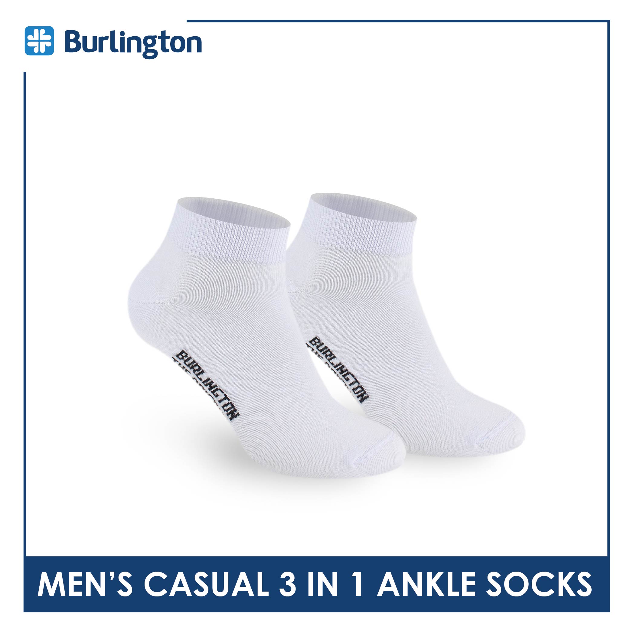 Burlington Men's Cotton Lite Thin Casual Ankle Socks 3 pairs in a pack 141