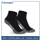 Burlington Men's Cotton Lite Thin Casual Ankle Socks 3 pairs in a pack 142B