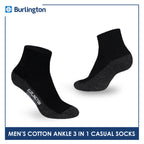 Burlington Men's Cotton Lite Thin Casual Ankle Socks 3 pairs in a pack 142B
