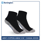 Burlington Men's Cotton Lite Thin Casual Ankle Socks 3 pairs in a pack 142B