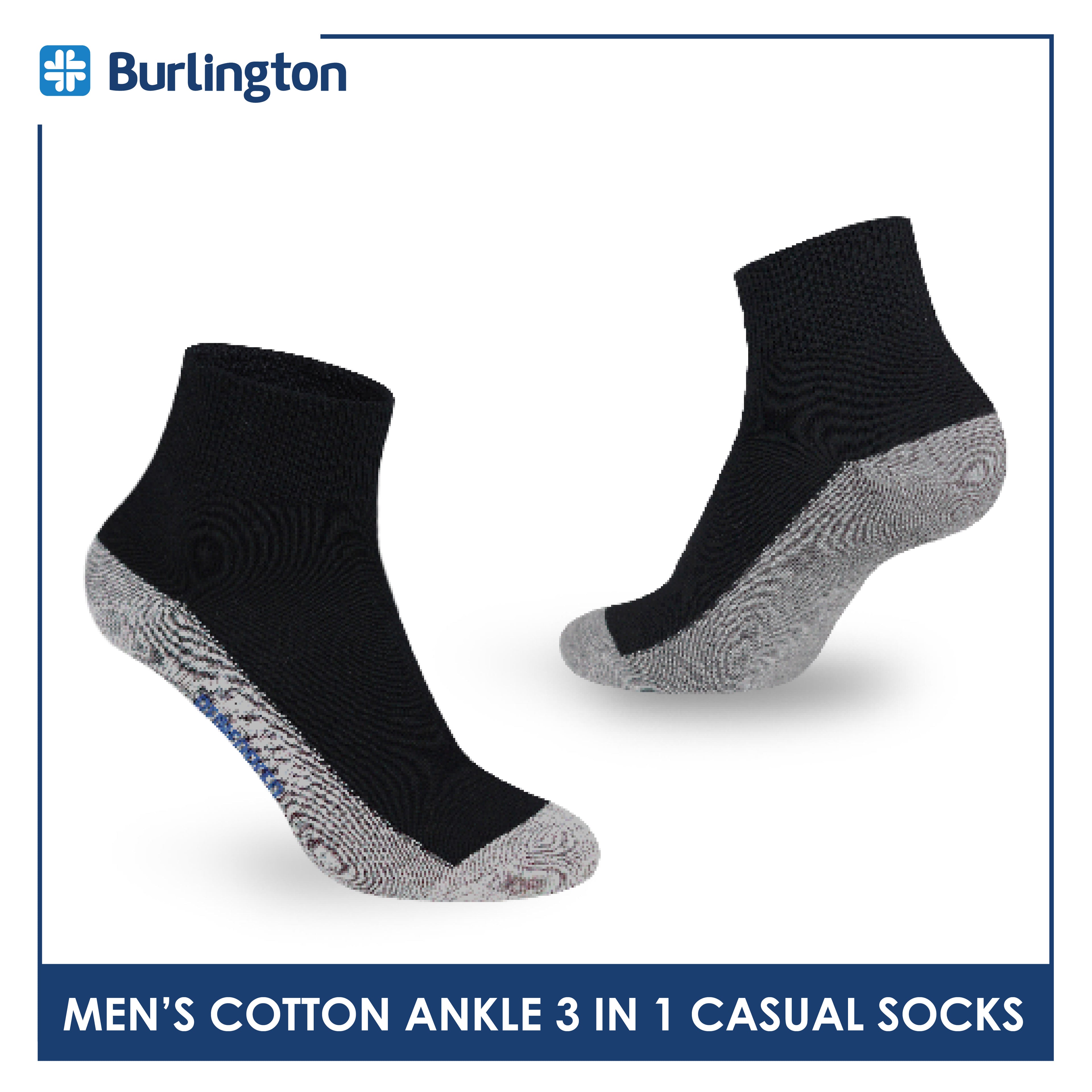 Burlington Men's Cotton Lite Thin Casual Ankle Socks 3 pairs in a pack 142B