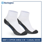 Burlington Men's Cotton Lite Thin Casual Ankle Socks 3 pairs in a pack 142B