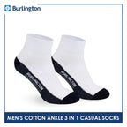 Burlington Men's Cotton Lite Thin Casual Ankle Socks 3 pairs in a pack 142B