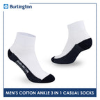 Burlington Men's Cotton Lite Thin Casual Ankle Socks 3 pairs in a pack 142B