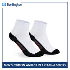 Burlington Men's Cotton Lite Thin Casual Ankle Socks 3 pairs in a pack 142B