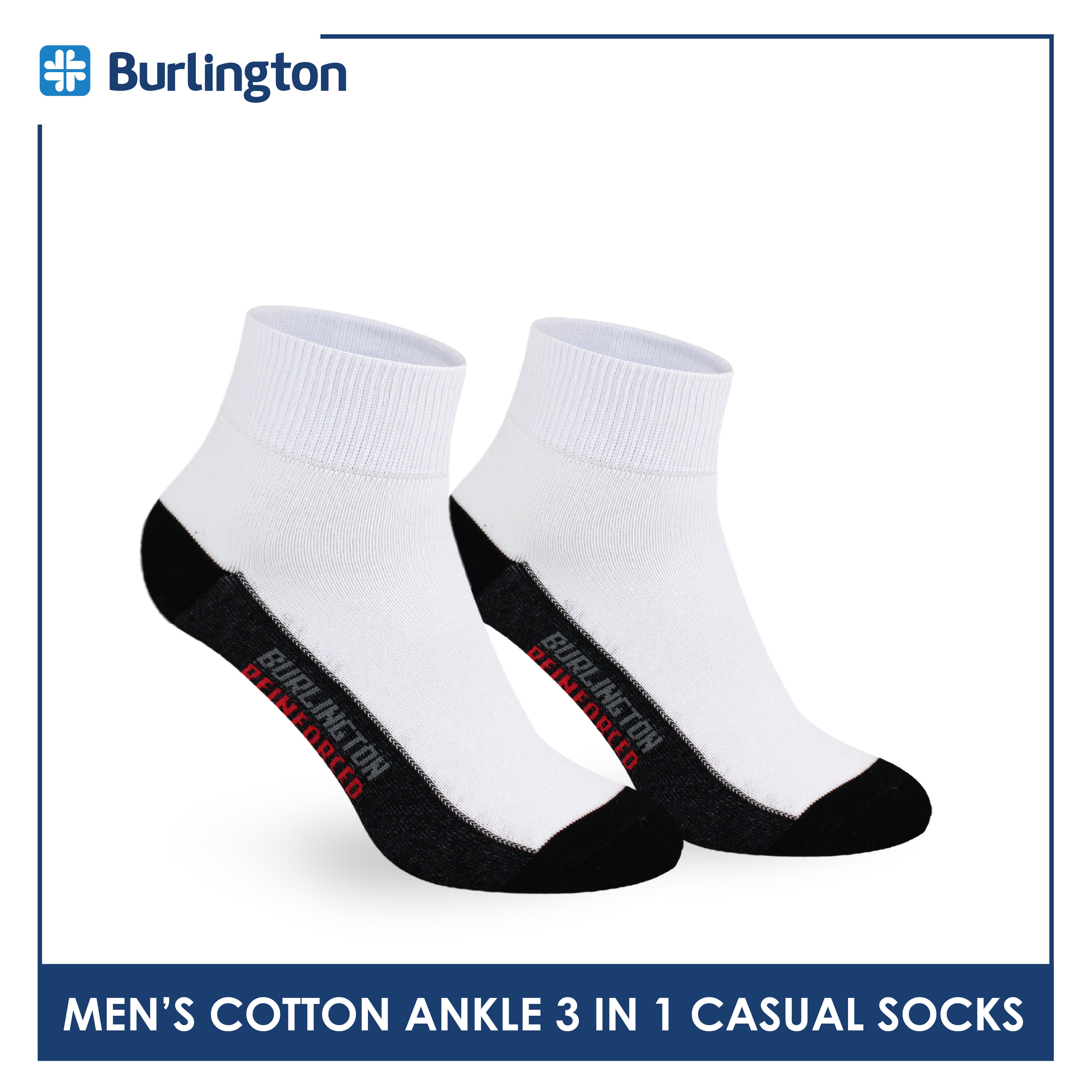 Burlington Men's Cotton Lite Thin Casual Ankle Socks 3 pairs in a pack 142B