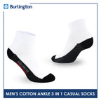 Burlington Men's Cotton Lite Thin Casual Ankle Socks 3 pairs in a pack 142B