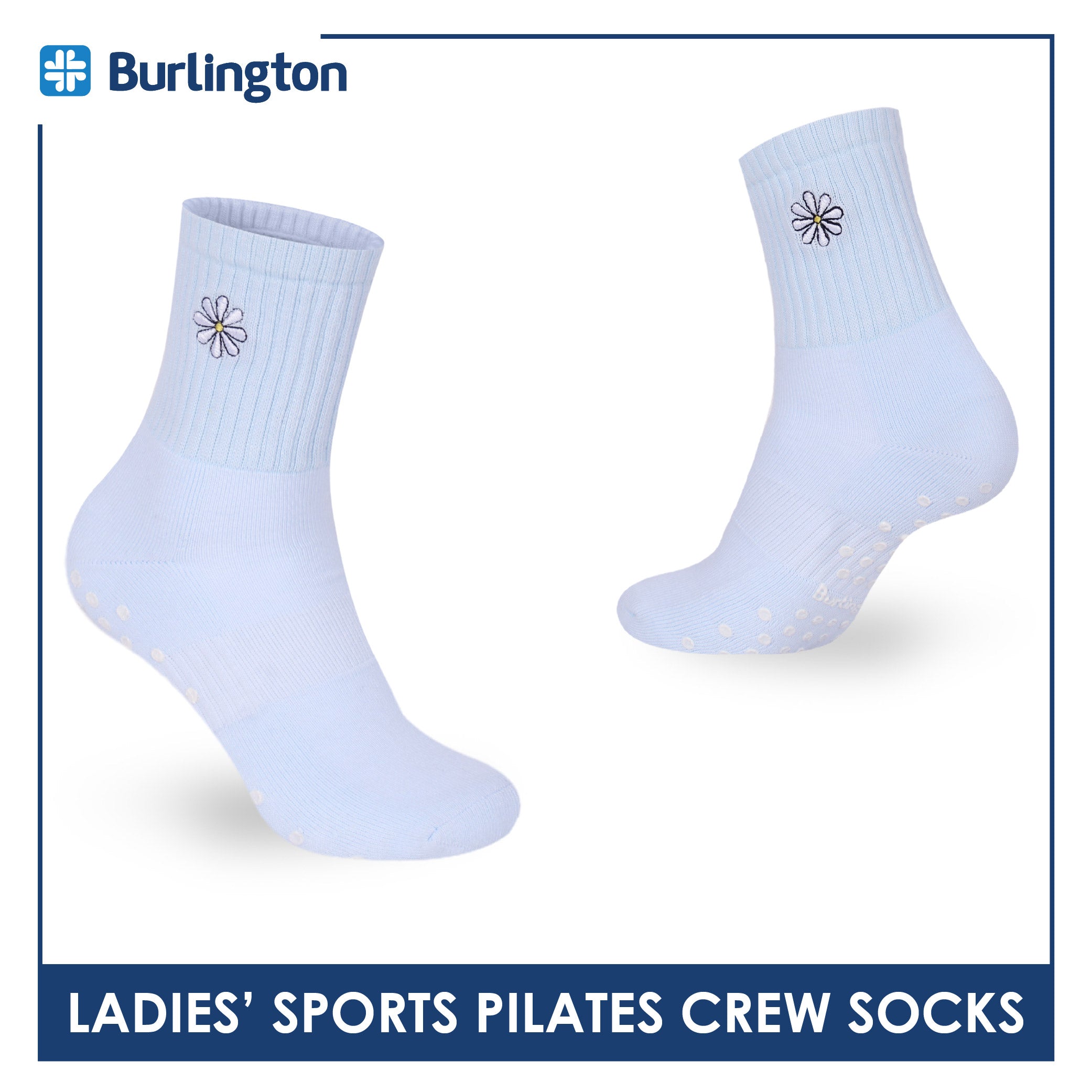 Burlington Ladies’ Pilates Embroidered Sports Crew Socks 1 pair BLGSE531