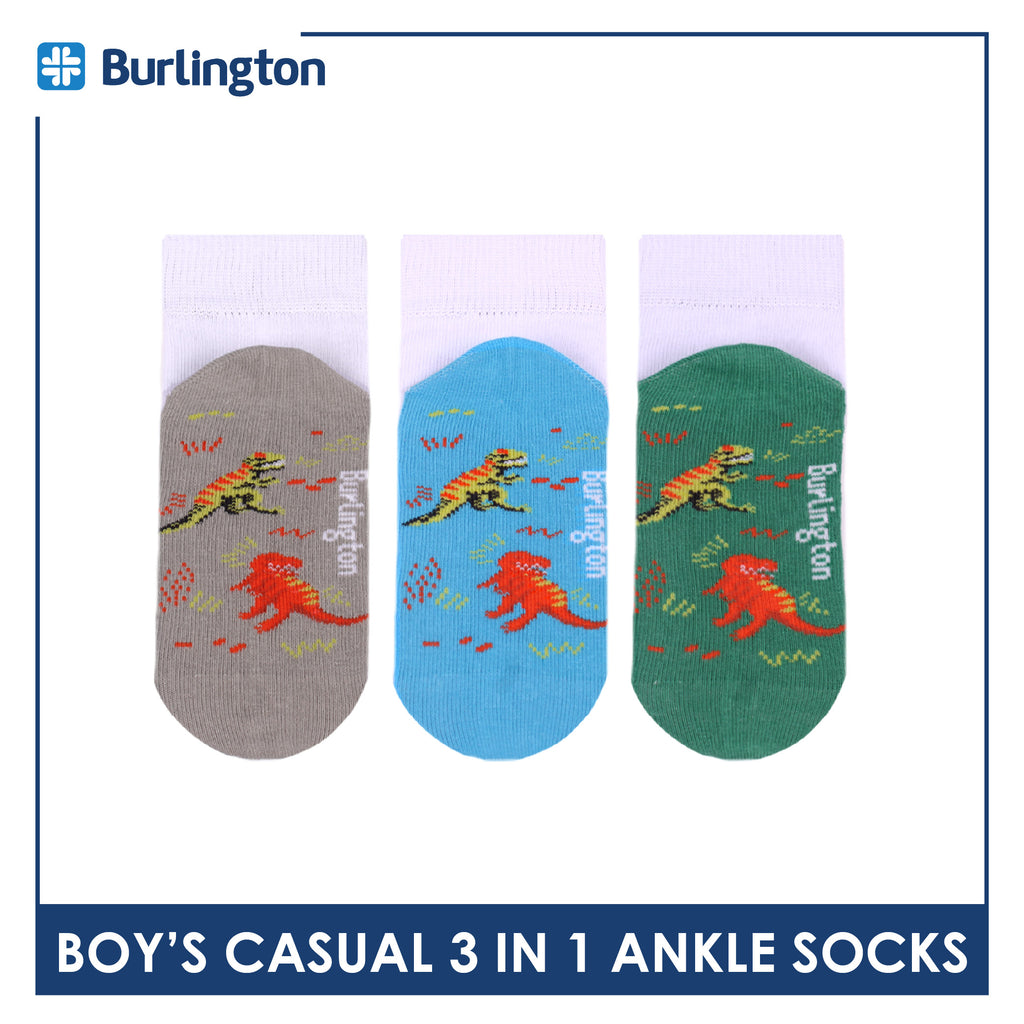 Burlington Boys’ Cotton Casual Ankle Socks 3 pairs in 1 pack BBCKG81