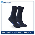 Burlington Men's Cotton Lite Thin Casual Crew Socks 3 pairs in a pack 148
