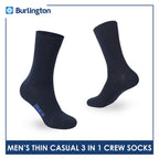 Burlington Men's Cotton Lite Thin Casual Crew Socks 3 pairs in a pack 148
