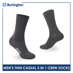 Burlington Men's Cotton Lite Thin Casual Crew Socks 3 pairs in a pack 148