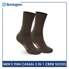 Burlington Men's Cotton Lite Thin Casual Crew Socks 3 pairs in a pack 148