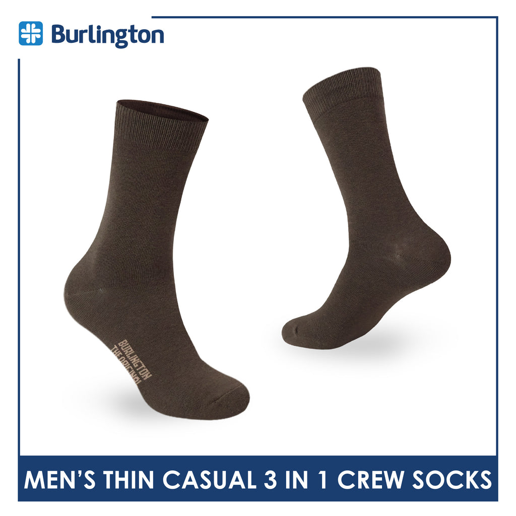 Burlington Men's Cotton Lite Thin Casual Crew Socks 3 pairs in a pack 148