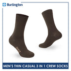 Burlington Men's Cotton Lite Thin Casual Crew Socks 3 pairs in a pack 148
