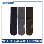 Burlington Men's Cotton Lite Thin Casual Crew Socks 3 pairs in a pack 148