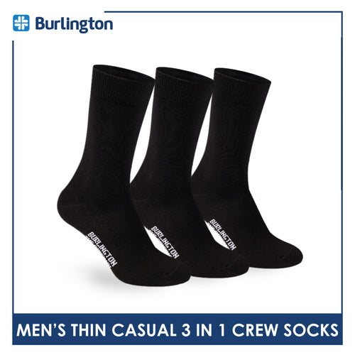 Burlington Men's Cotton Lite Thin Casual Crew Socks 3 pairs in a pack 148
