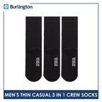 Burlington Men's Cotton Lite Thin Casual Crew Socks 3 pairs in a pack 148