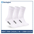 Burlington Men's Cotton Lite Thin Casual Crew Socks 3 pairs in a pack 148