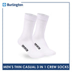 Burlington Men's Cotton Lite Thin Casual Crew Socks 3 pairs in a pack 148