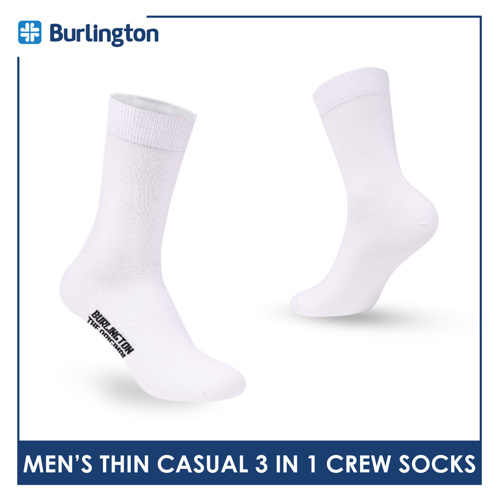 Burlington Men's Cotton Lite Thin Casual Crew Socks 3 pairs in a pack 148