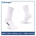 Burlington Men's Cotton Lite Thin Casual Crew Socks 3 pairs in a pack 148