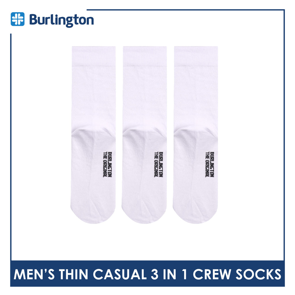 Burlington Men's Cotton Lite Thin Casual Crew Socks 3 pairs in a pack 148