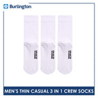Burlington Men's Cotton Lite Thin Casual Crew Socks 3 pairs in a pack 148