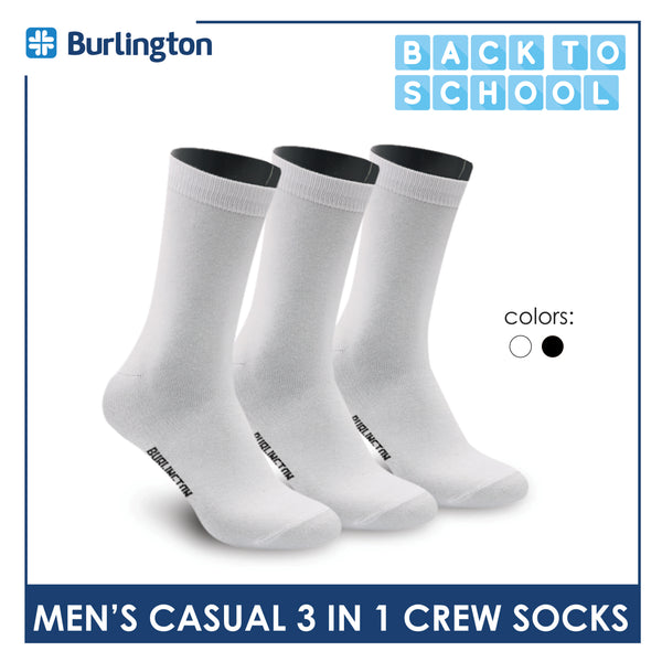 Burlington Men's Cotton Lite Casual Crew Socks 3 pairs in a pack 148