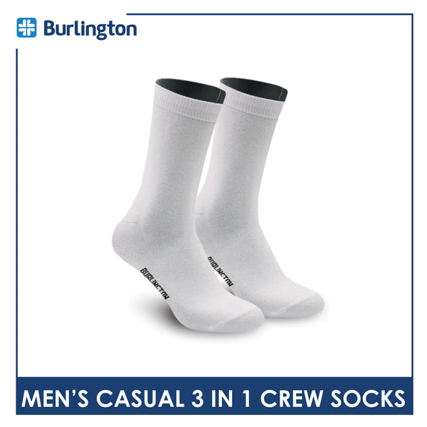 Burlington Men's Cotton Lite Casual Crew Socks 3 pairs in a pack 148