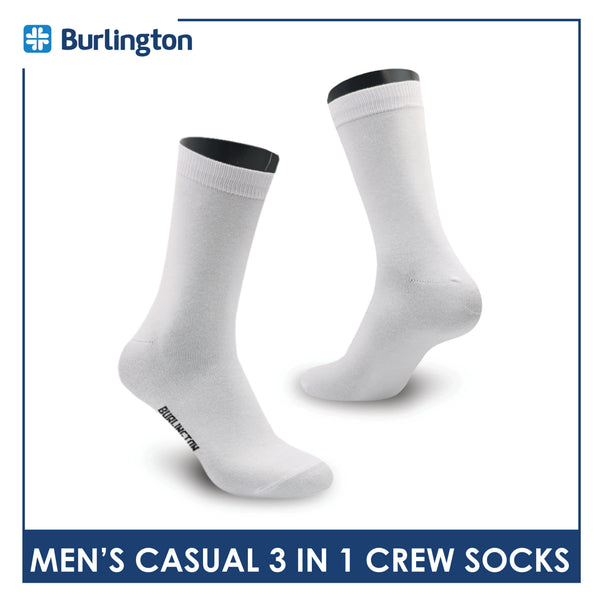 Burlington Men's Cotton Lite Casual Crew Socks 3 pairs in a pack 148