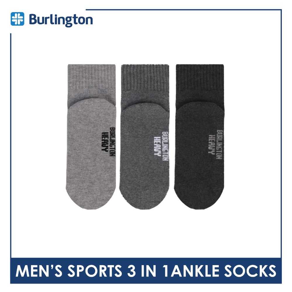 Burlington Men's Thick Sports Heavy Ankle socks 3 pairs in 1 pack 0222H