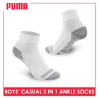 Puma Boys’ Cotton Lite Thin Casual Ankle Socks 3 pairs in a pack PBCKG20