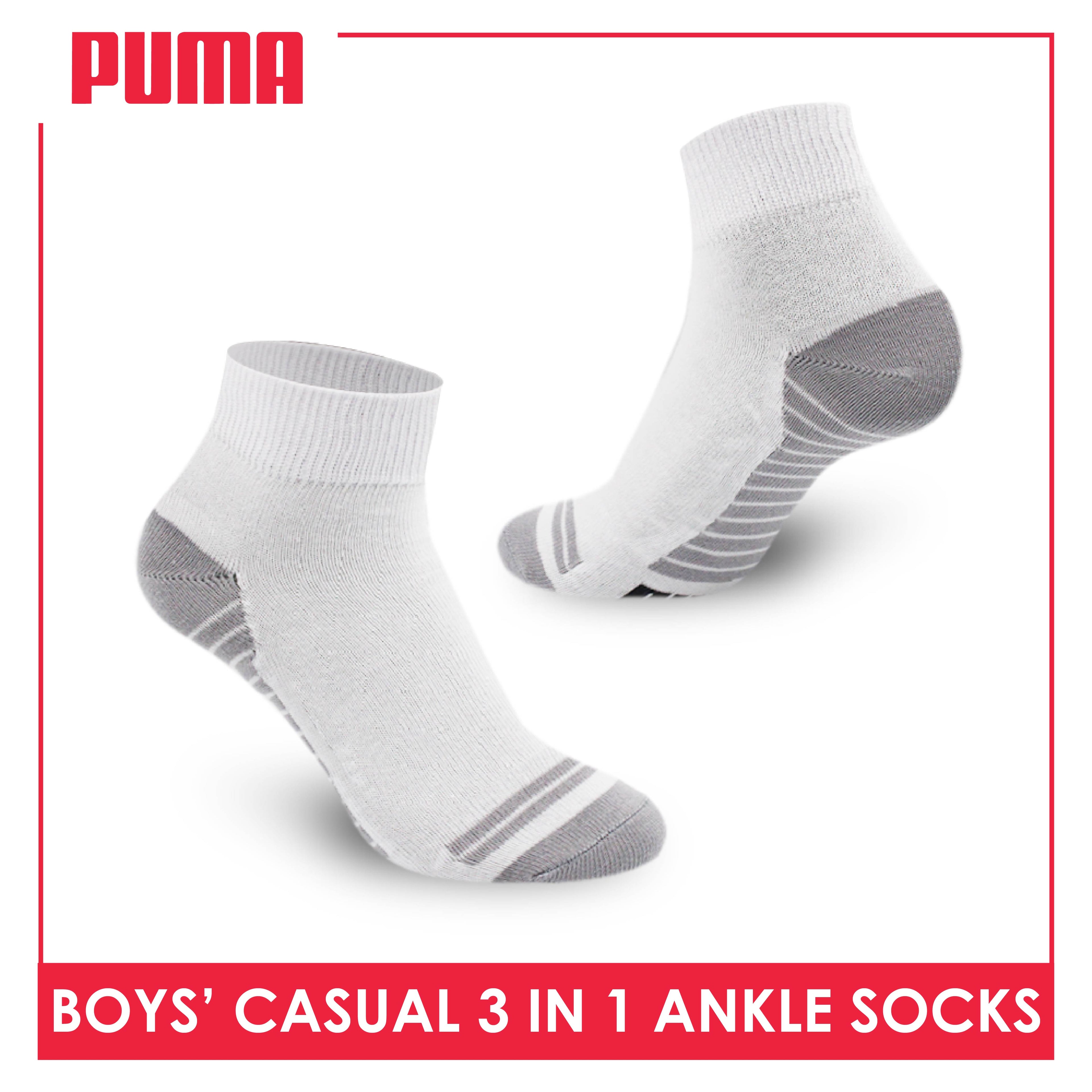 Puma Boys’ Cotton Lite Thin Casual Ankle Socks 3 pairs in a pack PBCKG20