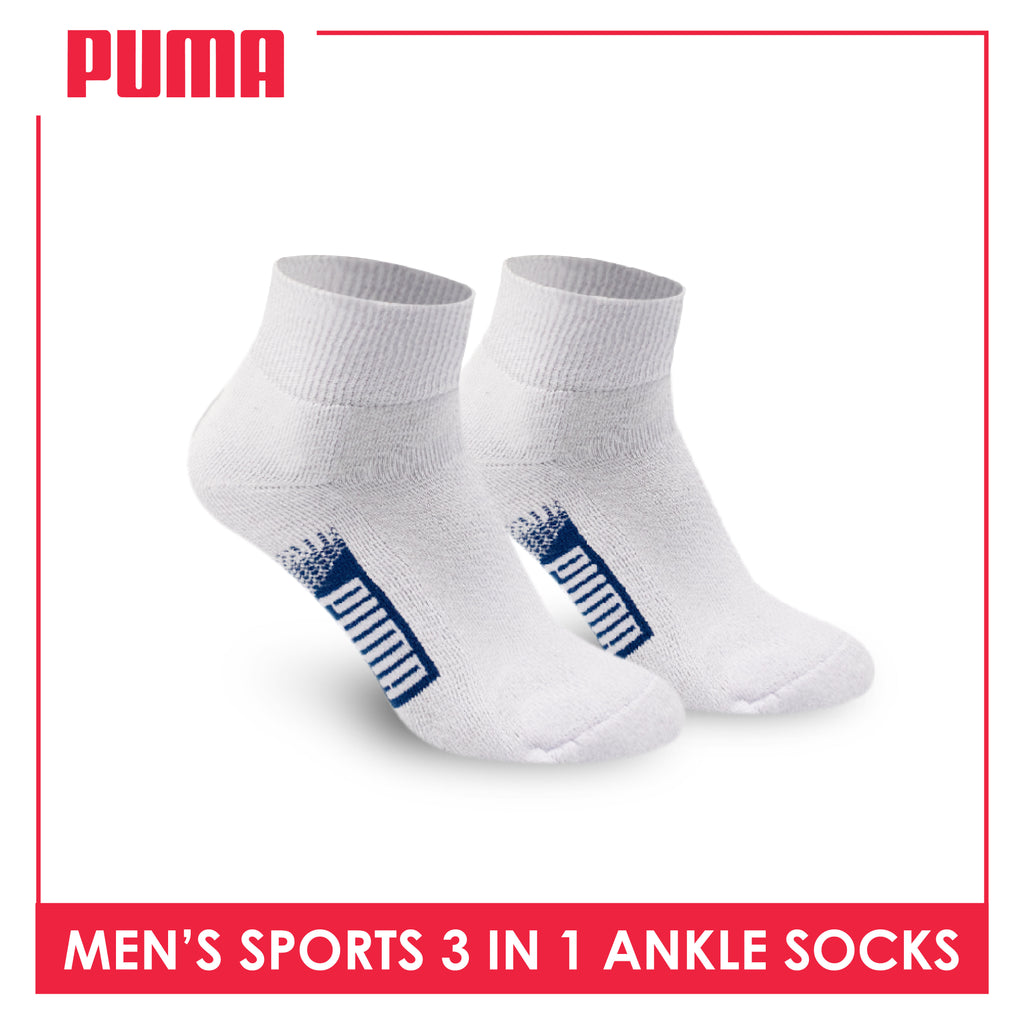 Puma Men's Cotton Thick Sports Ankle Socks 3 pairs in a pack PMSKG9