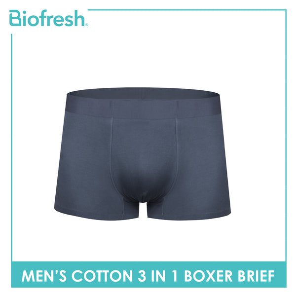 Biofresh Men's Antimicrobial Cotton Boxer Brief 3 pieces in a pack UMBBG521