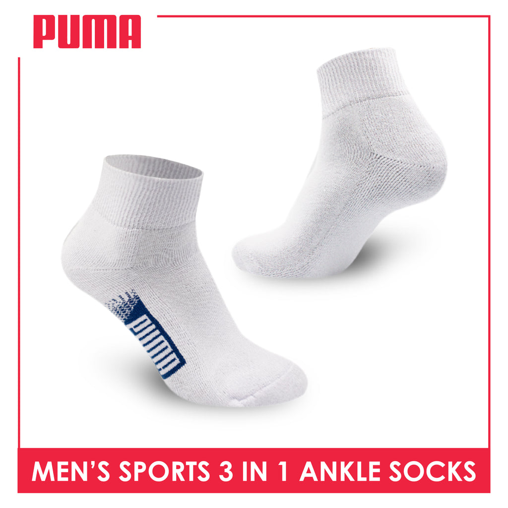 Puma Men's Cotton Thick Sports Ankle Socks 3 pairs in a pack PMSKG9