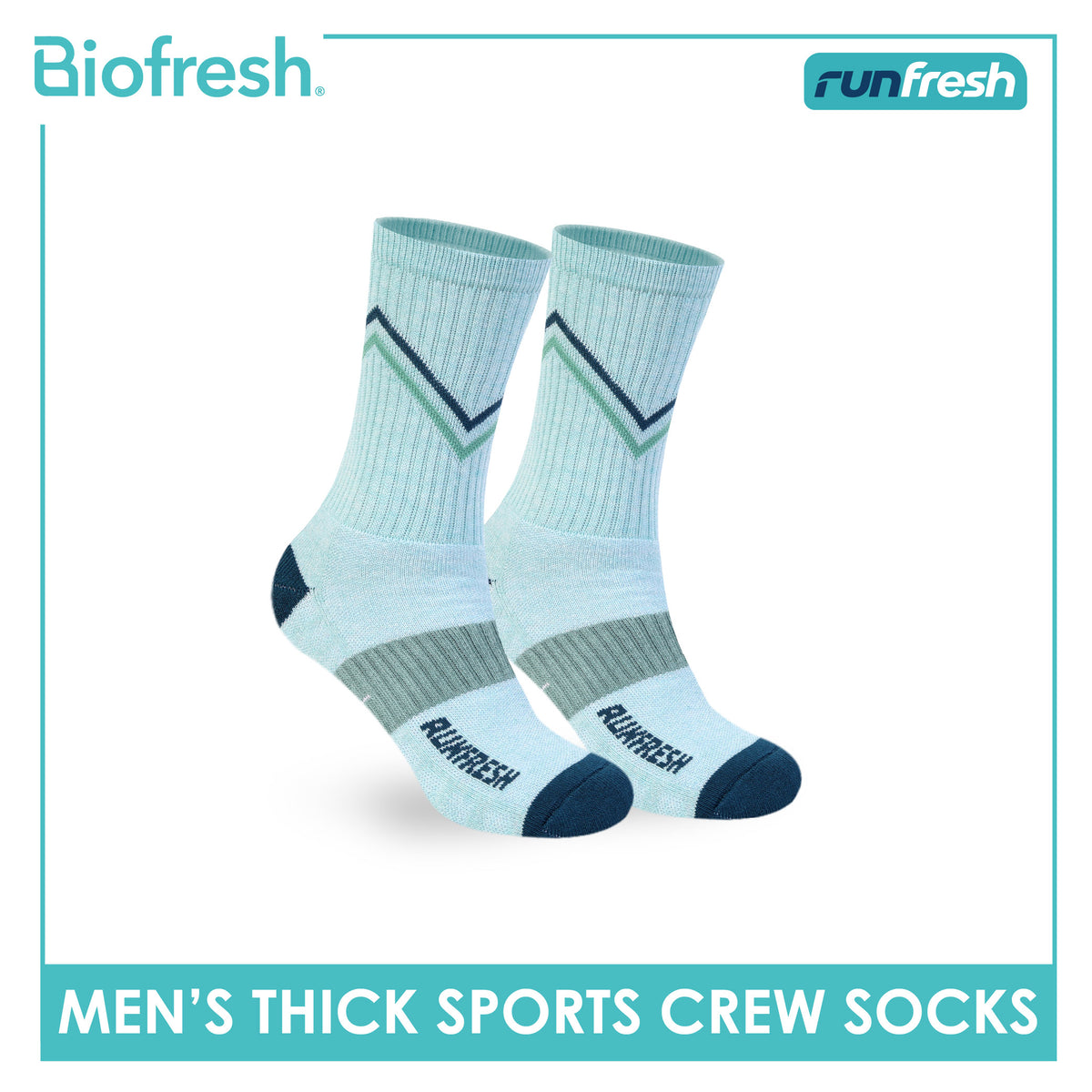 Biofresh Runfresh Men's Antimicrobial Cotton Thick Sports Crew Socks 1 pair RRMS611