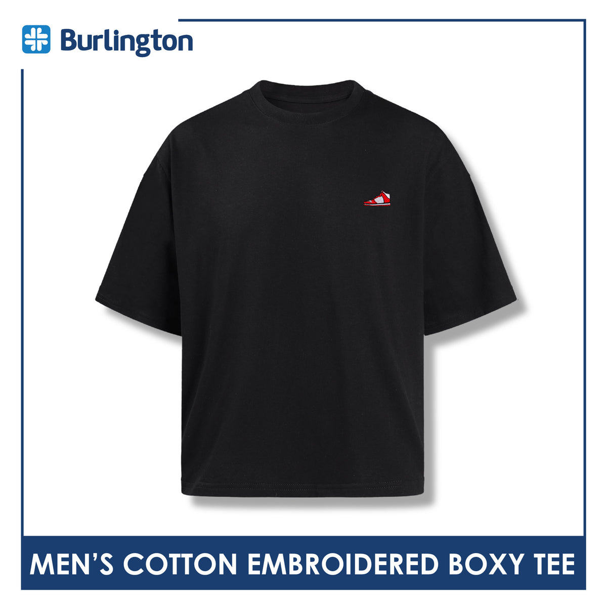 Burlington Men's Cotton Embroidered Boxy Tee 1 piece GTMSR631