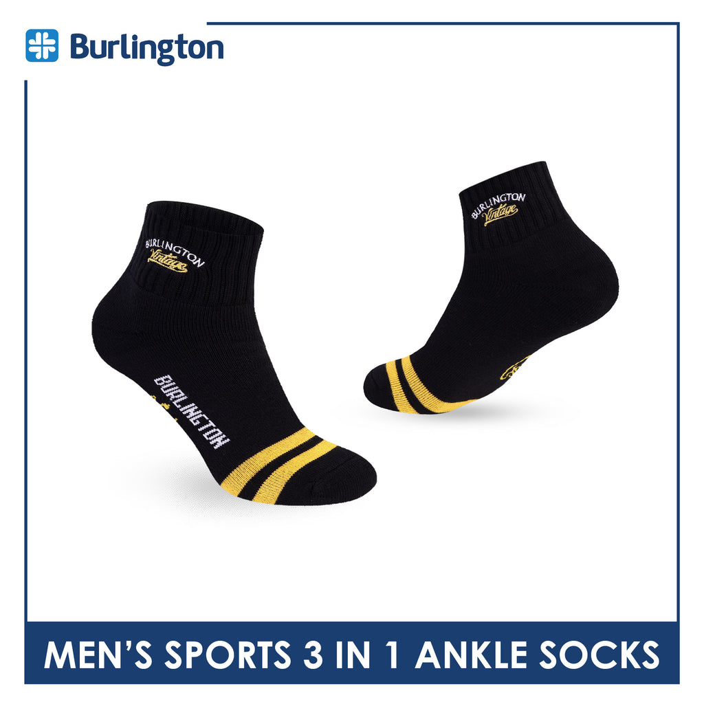 Burlington | Vintage Men’s Cotton Embroidered Thick Sports Ankle Socks 1 pair BMSEG611