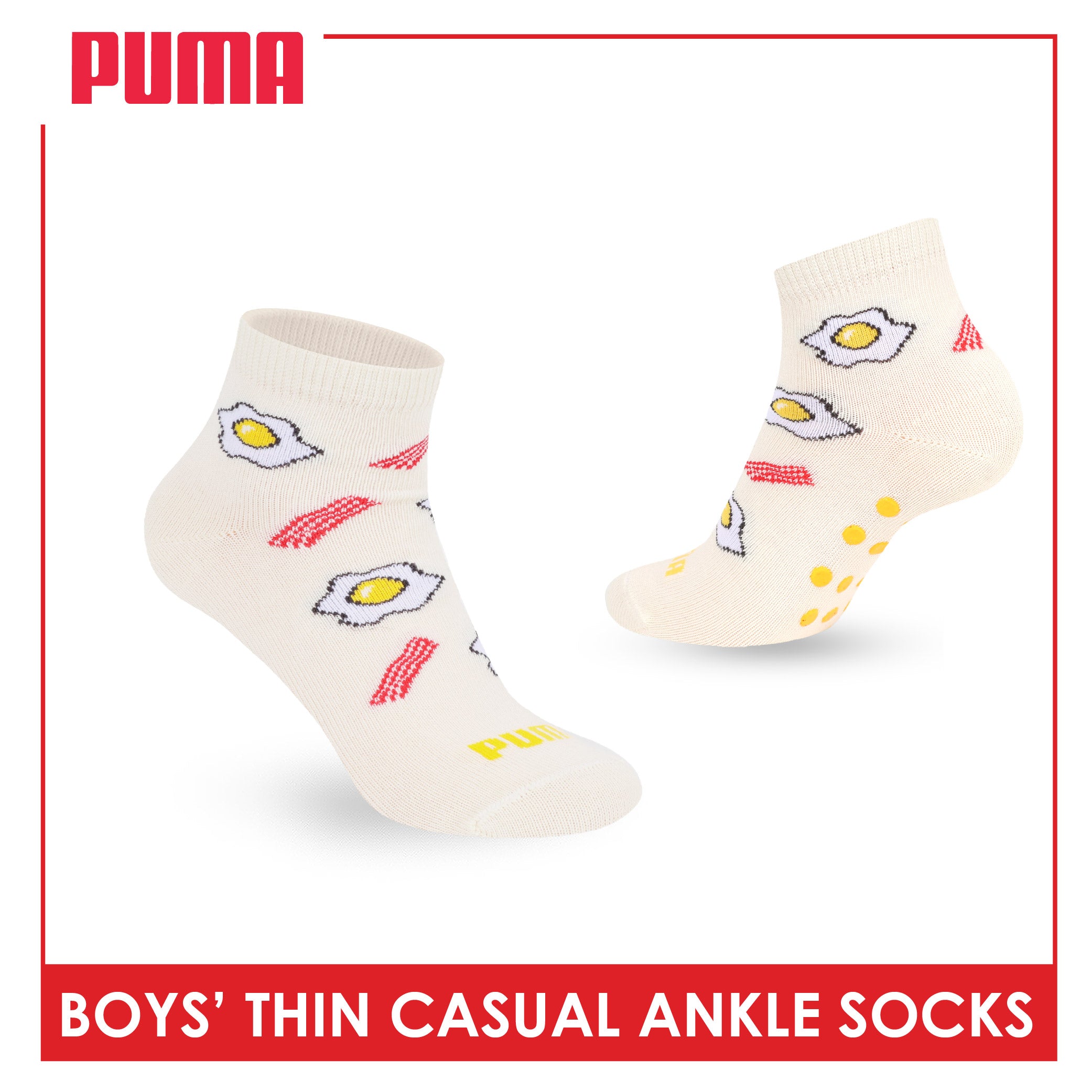 Puma Boys' Gripper Anti Slip Thin Casual Ankle Socks 1 pair PBCR612