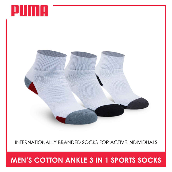 Puma Men's Cotton Thick Sports Ankle Socks 3 pairs in a pack PMSKG6