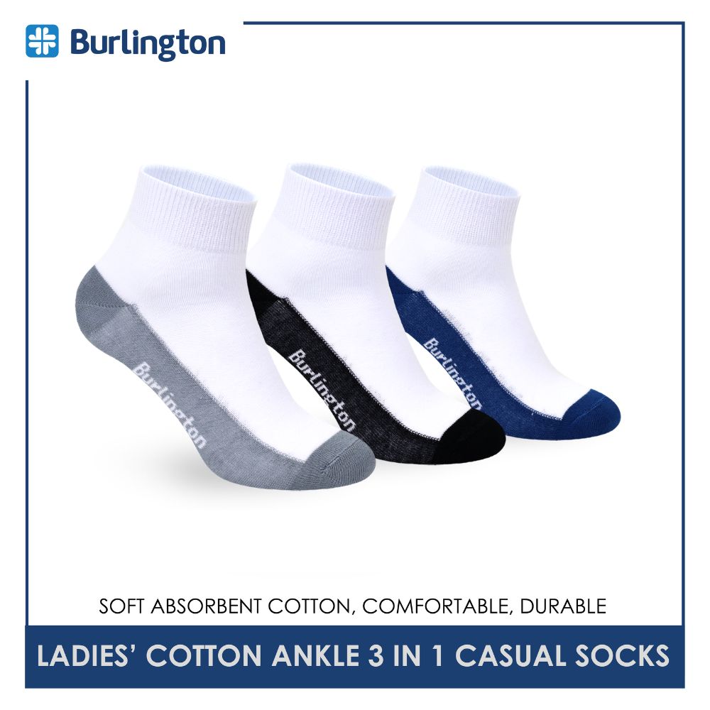 Burlington Ladies' Cotton Thin Casual Socks 3 pairs in a pack 622B