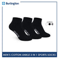 Burlington Men's Cotton Thick Sports Ankle Socks 3 pairs in a pack 0222