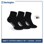Burlington Men's Cotton Lite Thin Casual Ankle Socks 3 pairs in a pack 142
