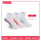 Puma Girls’ Cotton Lite Thin Casual Ankle Socks 3 pairs in a pack PGCKG22