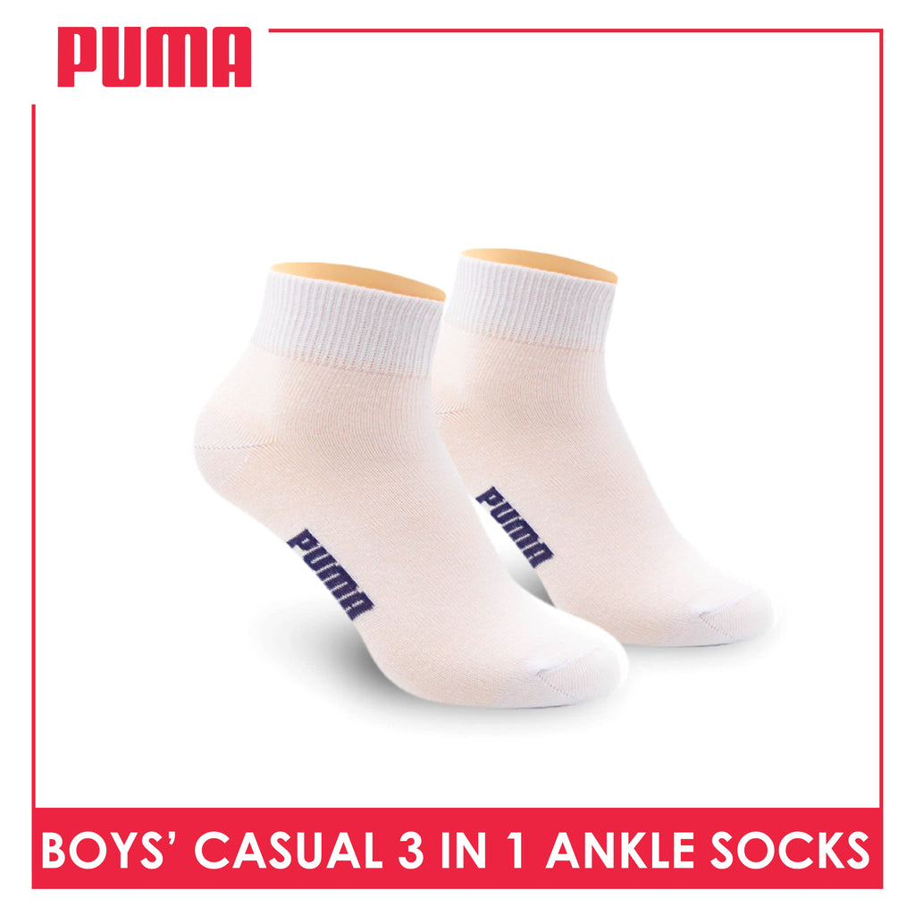 Puma Boys’ Cotton Thin Casual Ankle Socks 3 pairs in a pack PBCKG24