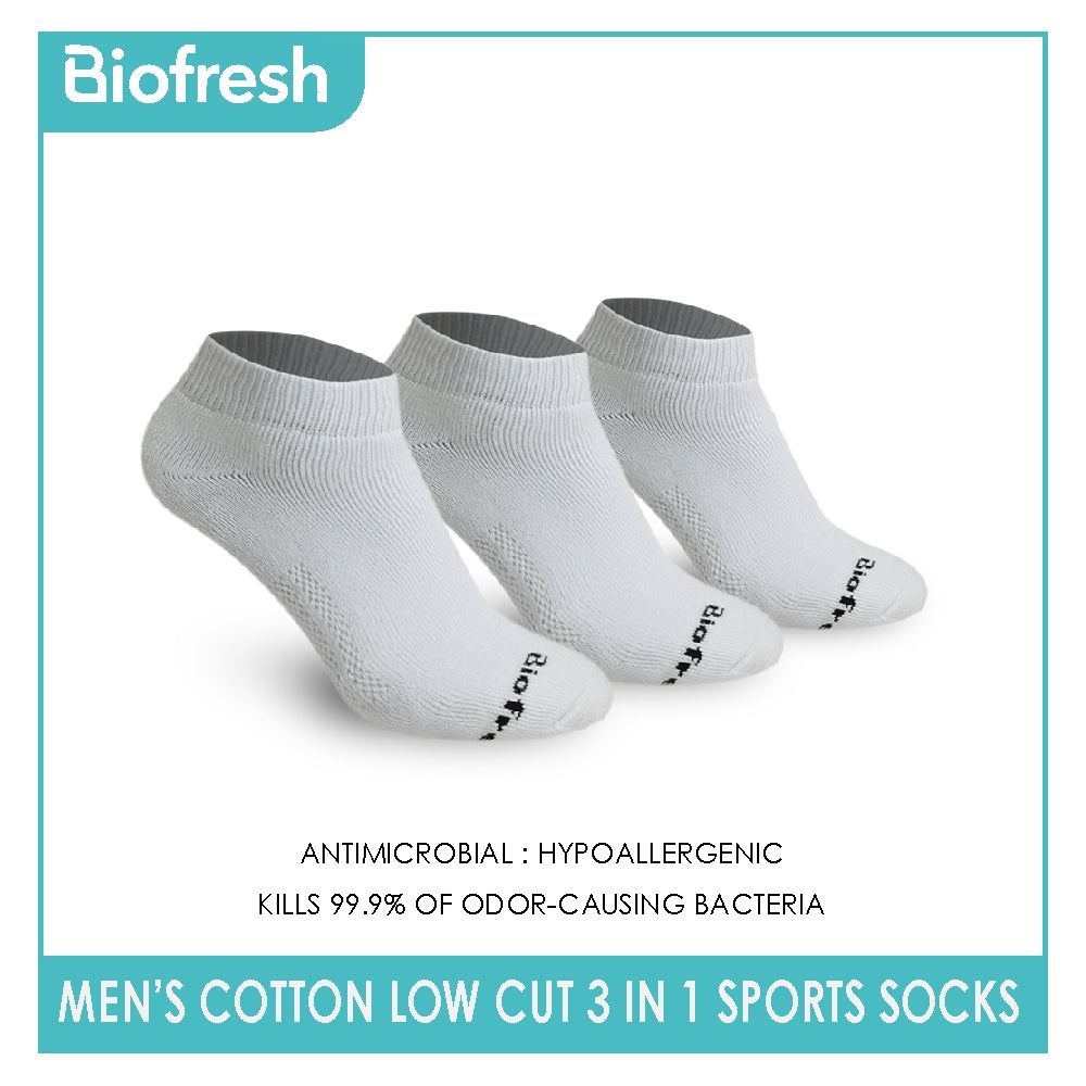 Biofresh Men’s Antimicrobial Odor Free Cotton Ankle Thick Sports Socks 3 pairs in a pack RMSKG19